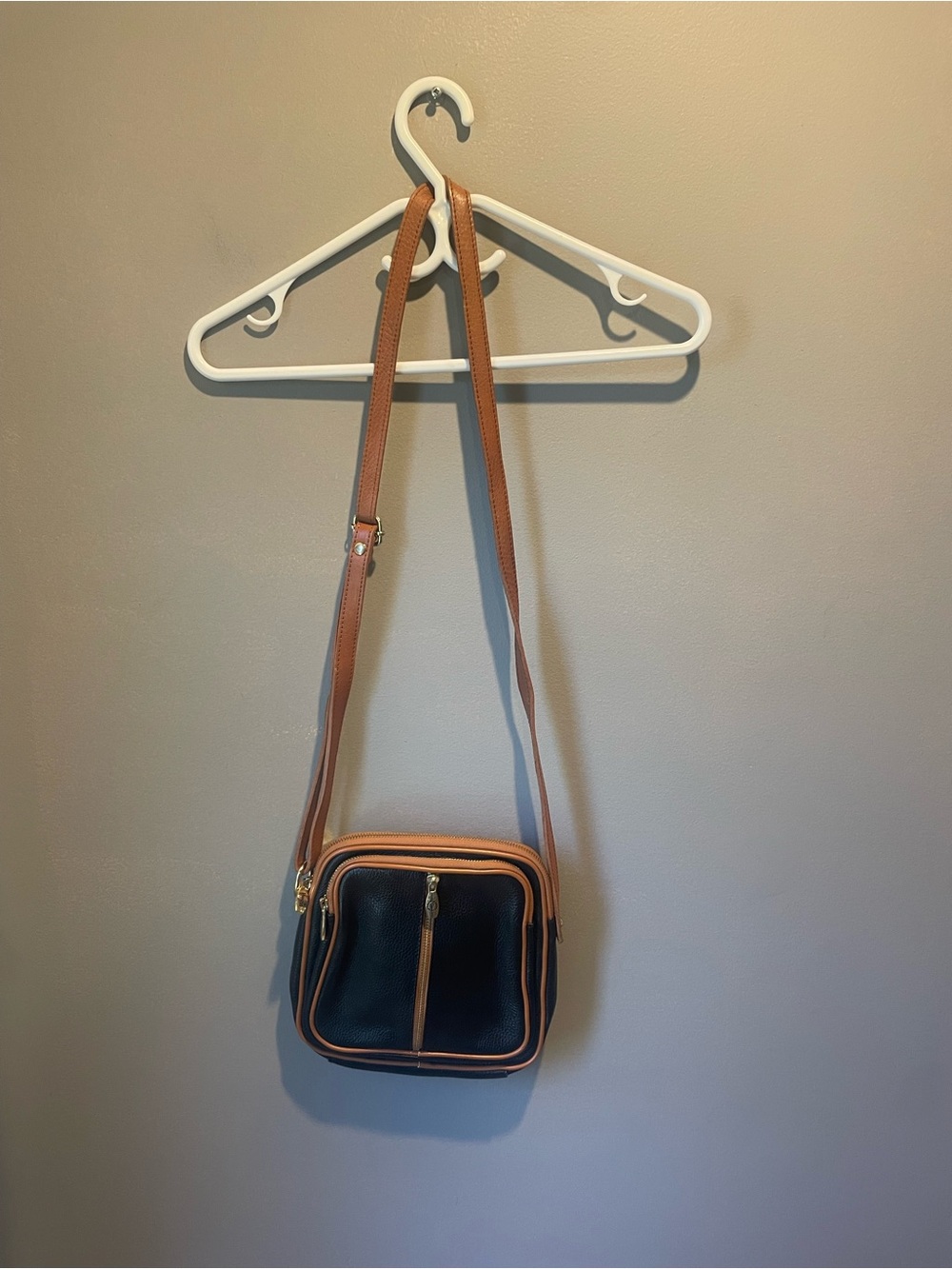 Valentina Blue and Tan Crossbody Bag - Classic Two-Tone Design